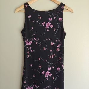 Simple, elegant black dress with Japanese blossoms